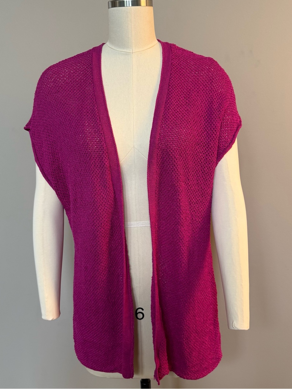 Coldwater Creek Open-Front Linen Blend Vest in Magenta Blend, 1X